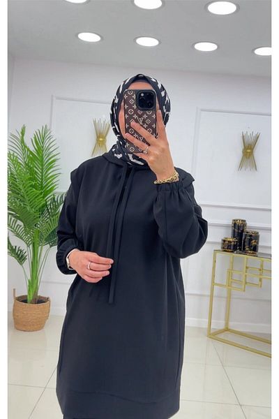 VALENS BOUTİQUE Hijab Suit Double Tunic Pants Set Hooded String Detailed Tunic