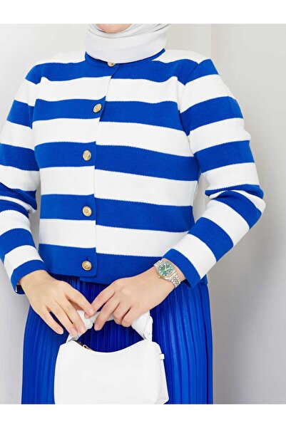 modapark.ist Γυναικεία ριγέ πλεκτή ζακέτα