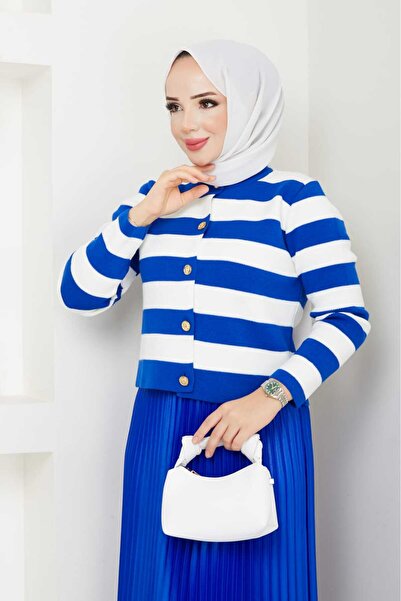 modapark.ist Γυναικεία ριγέ πλεκτή ζακέτα