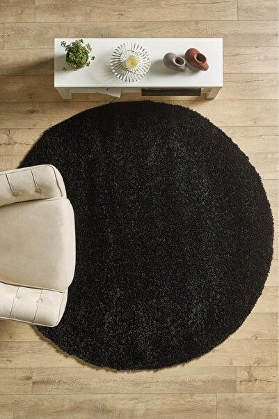 Red Halı Tek Renk Desensiz Siyah Yumuşak Post Peluş Shaggy Halı Salon Oturma ...