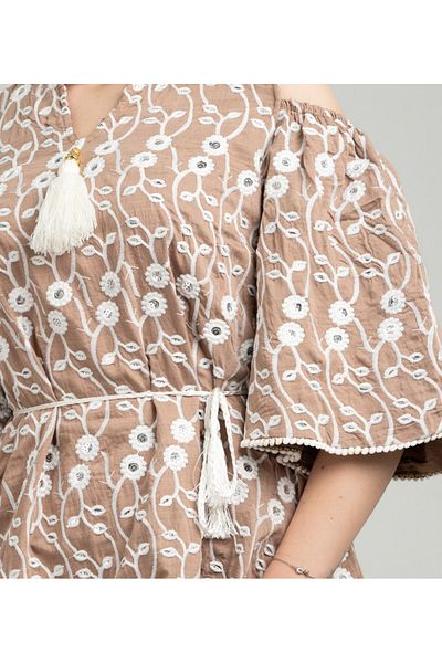 IKKXA Modern Embroidered Tie-up Jalabiya CJ1088