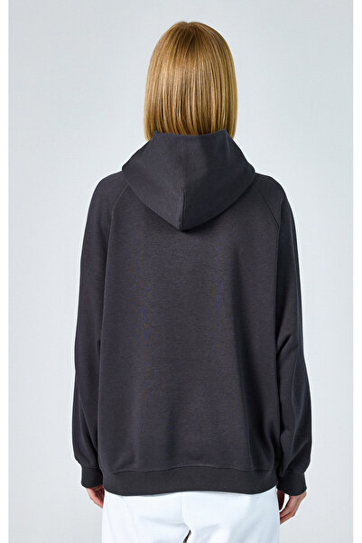 Champion Eco Future Hooded Sweatshirt Organik Pamuk Siyah Kadın Kapüşonlu Sweatshirt -E10001-ES503