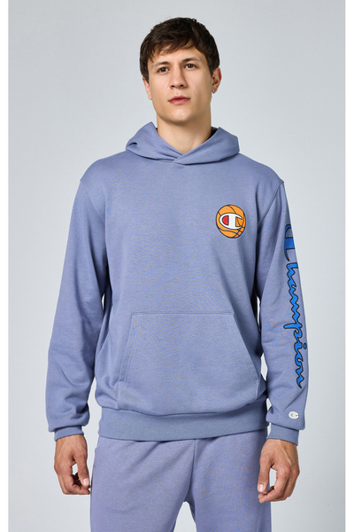 Champion Eco Future Hooded Sweatshirt Organik Pamuk Mor Erkek Kapüşonlu Sweat...