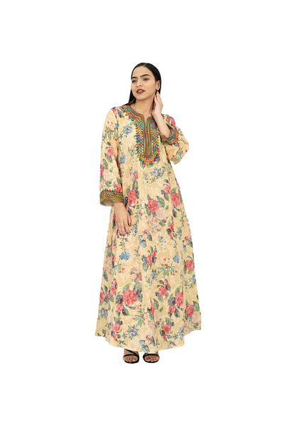 IKKXA Embroidered Ploral Printed Jalabiya CJ1091