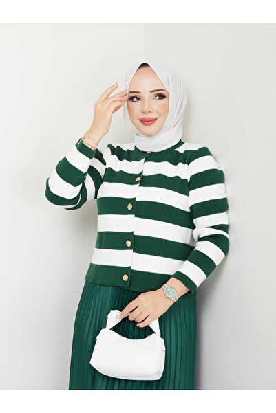 modapark.ist Γυναικεία ριγέ πλεκτή ζακέτα