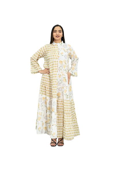 IKKXA Floral Flared Sleeves Pattern Jalabiya CJ1105