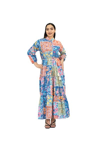 IKKXA Multicolor Pattern Printed Tie-up Jalabiya CJ1093