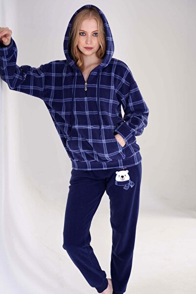 VİENETTA Vienetta İndigo Kadın Uzun Kollu Polar Pijama Takımı