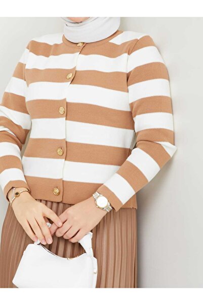 modapark.ist Γυναικεία ριγέ πλεκτή ζακέτα