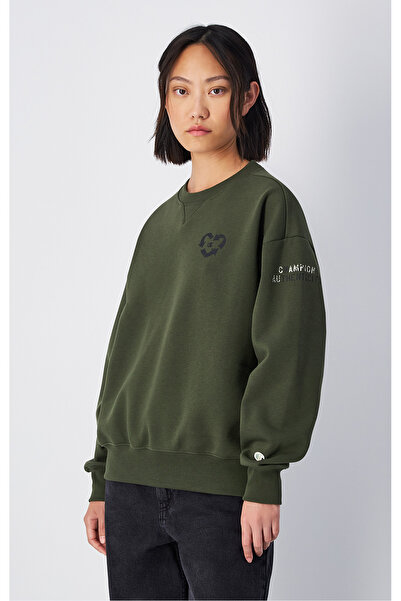 Champion Surplus + Utility Crewneck Sweatshirt Yeşil Kadın Sweatshirt-117494-GS508