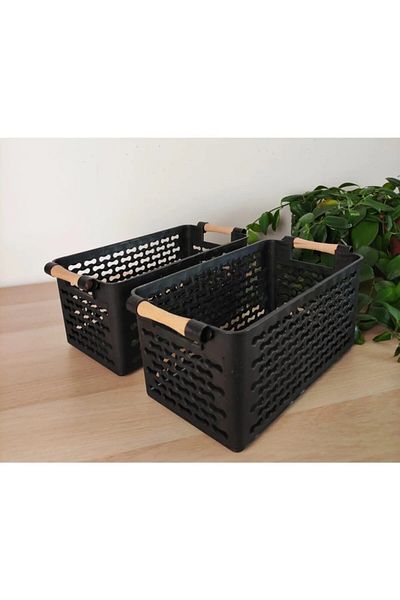 safestore 2 Pieces Multi-Purpose Organizer Basket with Plastic Handles - Closet & Drawer Organizer Basket