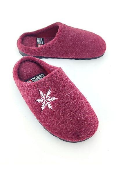 GEZER Papuci de iarnă pentru femei, culoare burgundă, cu model fulgi de zăpadă, pentru oaspeți, acasă și pentru zestre