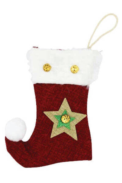 kidspartim Čarape od jute sa zvezdastim uzorkom - sa pomponom, 13x18 cm