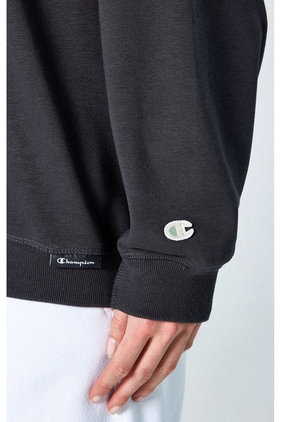 Champion Eco Future Hooded Sweatshirt Organik Pamuk Siyah Kadın Kapüşonlu Sweatshirt -E10001-ES503