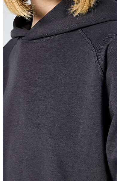 Champion Eco Future Hooded Sweatshirt Organik Pamuk Siyah Kadın Kapüşonlu Sweatshirt -E10001-ES503