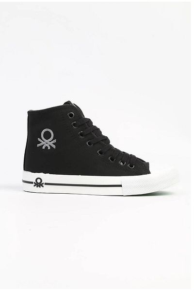 Benetton Bn-31052 Black and White Women's High Top Sneakers