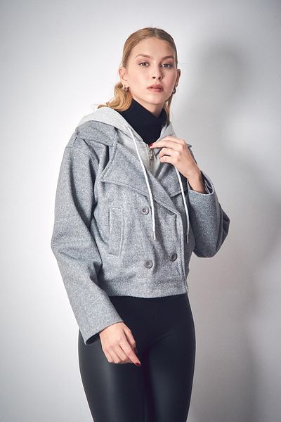 Fulla Moda Λεπτομερές παλτό με κουκούλα με κουμπιά
