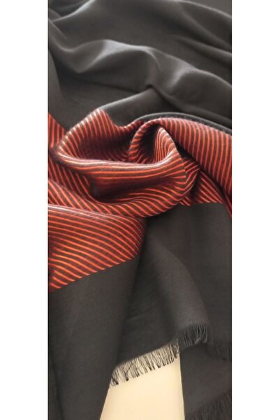 İskeçe Exclusive Μαύρο ριγέ κασκόλ κανέλας σε ειδικό κουτί