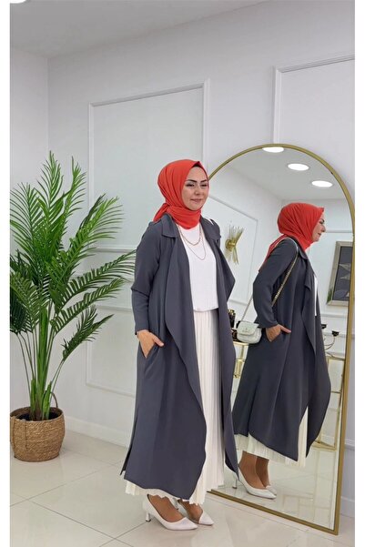 VALENS BOUTİQUE Ανοιχτό μπροστινό μπουφάν με γιακά Τεσεττουρ Καπ Σιμπελ