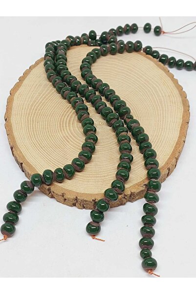 Yasamtohumu Zelene glazirane keramičke perle na nizu 8-9mm/28cm (54268)