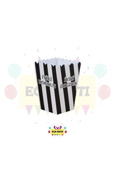 ECM PARTI Fan Black and White Themed Popcorn Corn Box 8 Liters - Birthday Par...