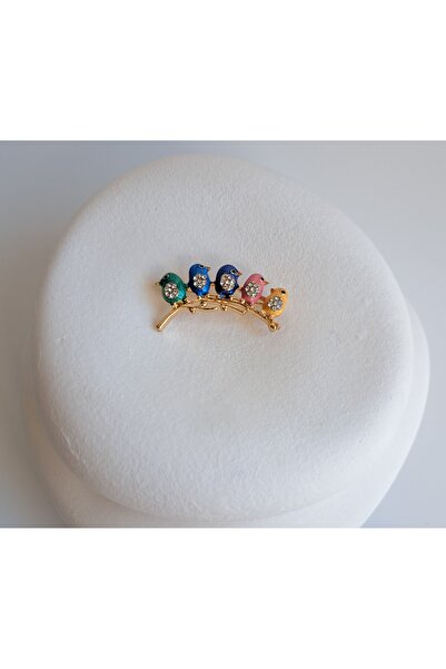 BHR AKSESUAR Altın Minik Kuşlu Broş