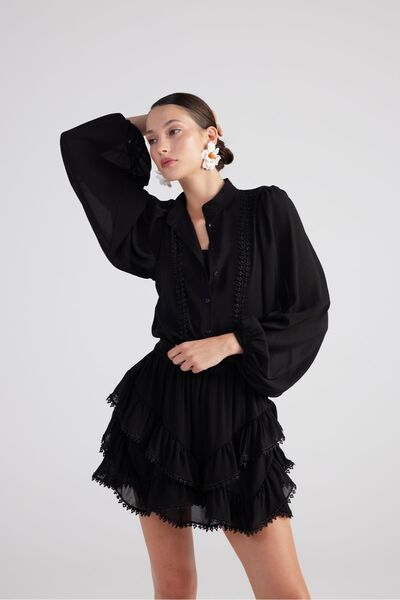 HOLLY LOLLY Fekete Pixie ing - Hímzett részletek és alsóing