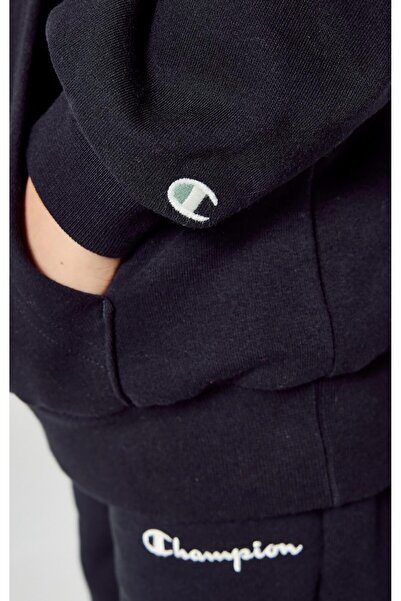 Champion Eco Future Hooded Sweatshirt Organik Pamuk Siyah Çocuk Kapüşonlu Sweatshirt