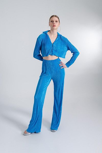 HOLLY LOLLY Blue Comfy Crop Shirt