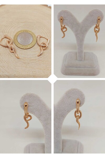 Yasamtohumu Čelične minđuše zlatne boje sa temom zmije (54528)