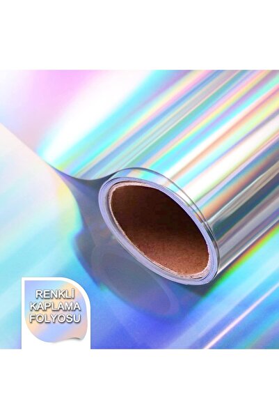 Rabadon Kendinden Yapışkanlı Hologram Gökkuşağı Rainbow Folyo Kaplama Folyosu 37cm X 200cm