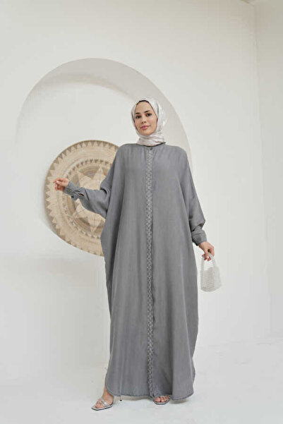 Neways 6571-Gray Abaya with Stone Detail