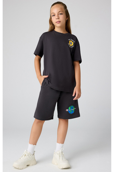 Champion Eco Future Bermuda Organik Pamuk Siyah Çocuk Şort-306706-ES503