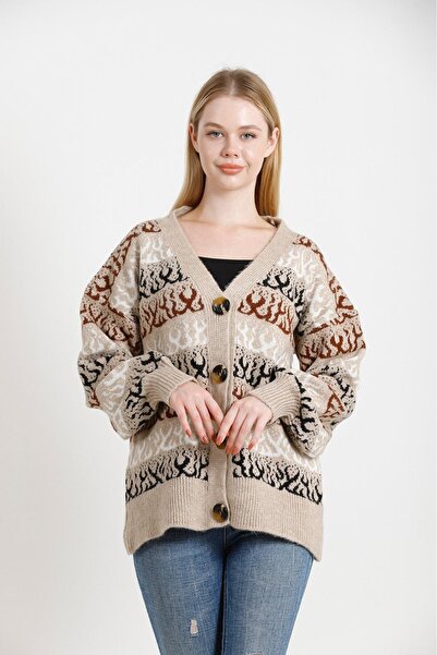 sportiness cardigan cu nasturi cu detaliu tricotat