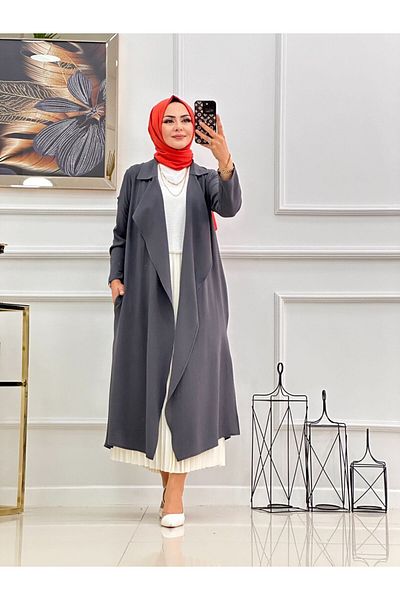 VALENS BOUTİQUE Hijab Cap Open Front Jacket Collar Detailed