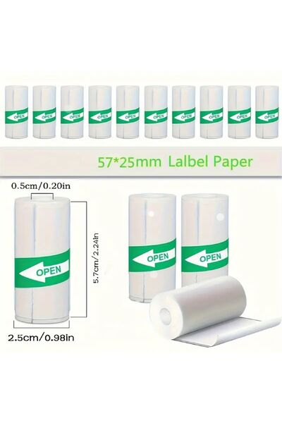 Hapşuruk 3 Adet Mini Termal Yazıcı Rulosu Yapışkanlı Kağıt Yüksek Kalite (Sticker)