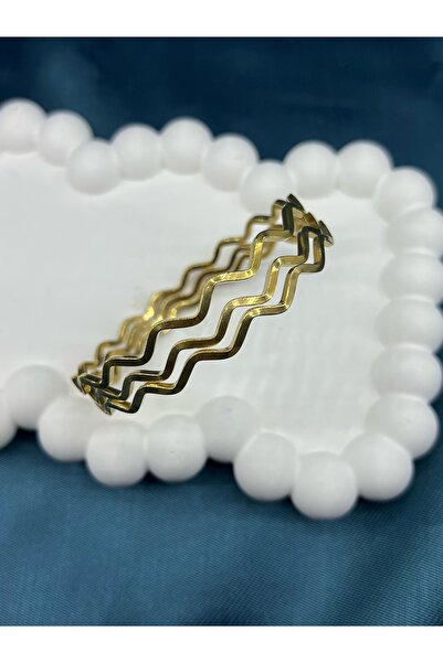 Lavienta Gold Zigzag Model 3’lü Çelik Ajda Bilezik (6.5 GENİŞLİĞİNDE)