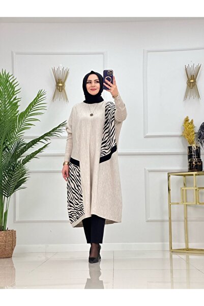 VALENS BOUTİQUE Πλεκτό με σχέδιο ρίγες Tesettrür Tunik Azize