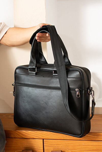 By EDUU Чанта за лаптоп и куфарче от естествена кожа / Голяма чанта за лаптоп с дълги презрамки