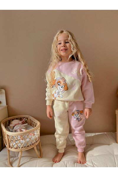 YİGİT BUTİK Character Printed Girl's Bottom Top Set