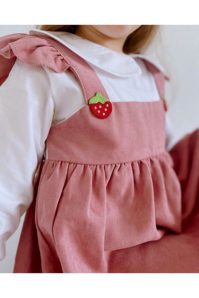 TINY BEAR Girl's Strawberry Embroidered Shirt Dress Strawberry Candy