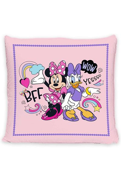 Disney Collection Minnie Mouse & Daisy Duck - Dekokissen Mit Füllung Und Reißverschluss - 40x40 Cm