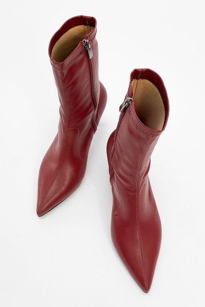 LuviShoes Γυναικείες μπότες με λεπτό τακούνι THALIN Βουργουνδίας με φερμουάρ στο πλάι
