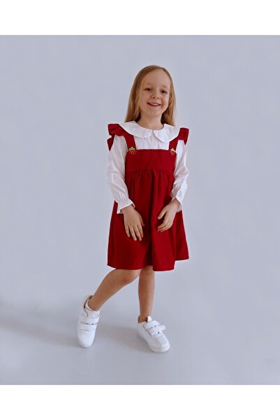 TINY BEAR Kız Çocuk Çilek Nakışlı Gömlekli Elbise Strawberry Candy