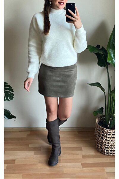 Butik HAKİ SÜET MİNİ ETEK