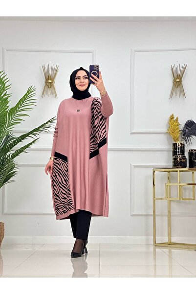 VALENS BOUTİQUE Πλεκτό με σχέδιο ρίγες Tesettrür Tunik Azize