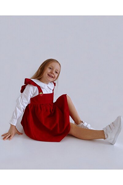 TINY BEAR Kız Çocuk Çilek Nakışlı Gömlekli Elbise Strawberry Candy