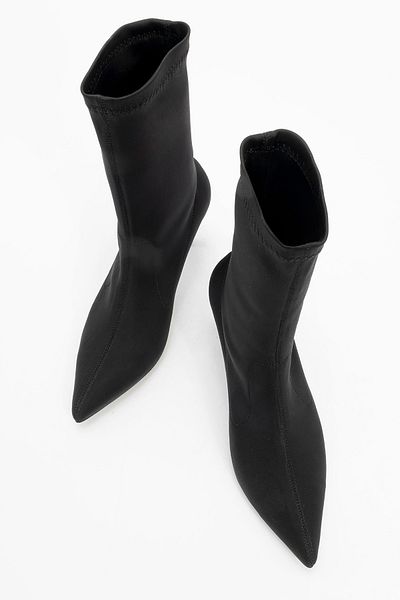 LuviShoes THALIN Μαύρες Stretch μυτερές γυναικείες μπότες με λεπτό τακούνι