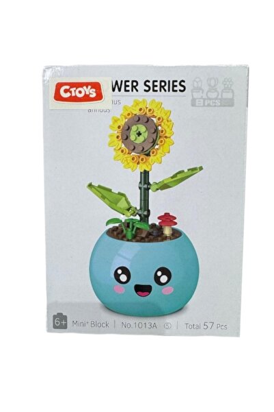 YILDIRIM OYUNCAK Decorative Potted Emoji Bouquet Construction Set 57 Piece Collectible Puzzle Block Construction Set