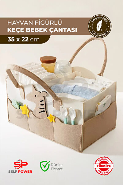 Self Power حقيبة العناية بالطفل من اللباد الحلو، منظم تغيير الحفاضات لحديثي الولادة، منظم محمول